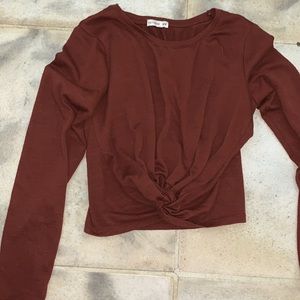 Burnt orange front tie sweater